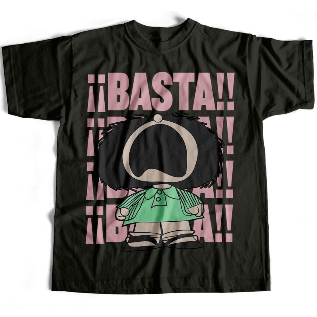 Camiseta Básica Mafalda Grito Basta Estampada 100% Algodão Slim Várias Cores