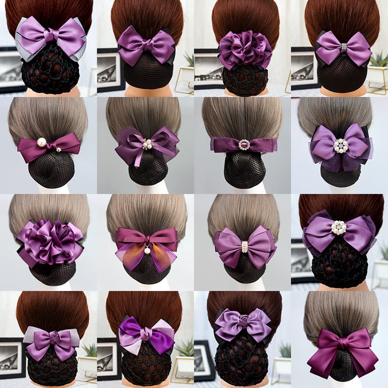 Pequeno pano senhora profissional cabeça flor roxo cor placa rede de cabelo bolso banco Hotel garçom acessórios para o c