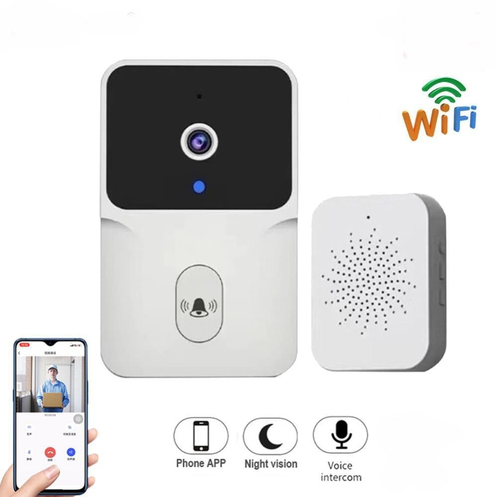 Campainha Inteligente Sem Fio com Câmera WiFi HD - Visão Noturna, Áudio Bidirecional e Sensor de Movimento