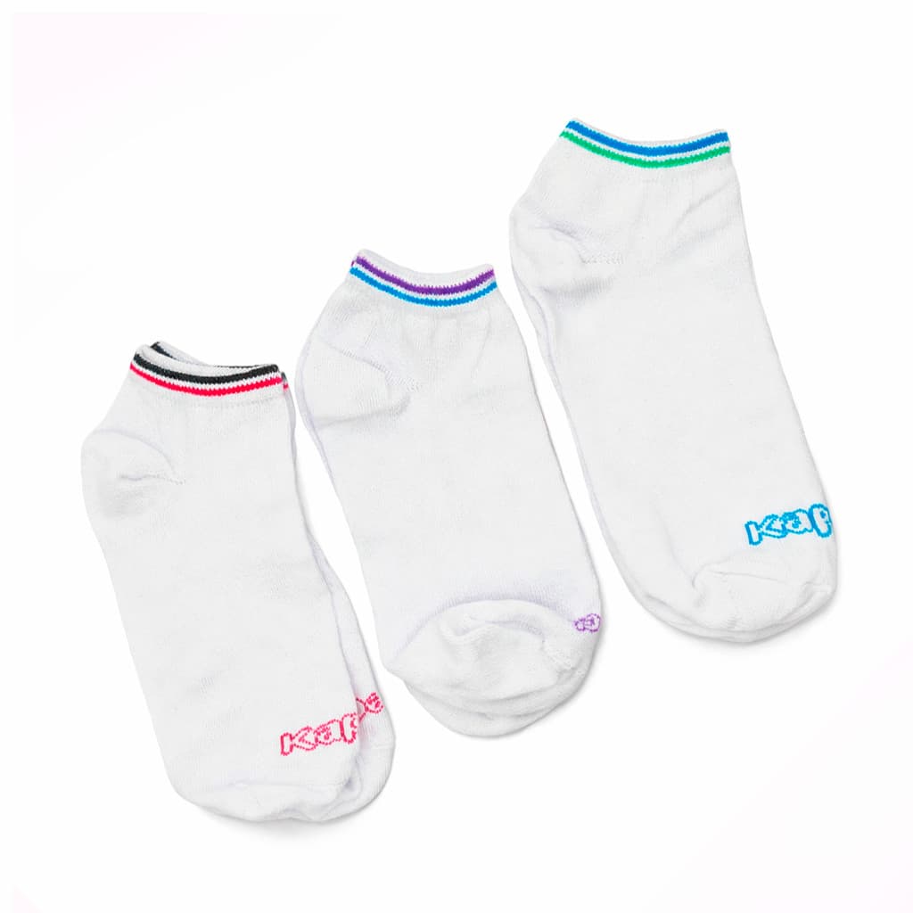 Kit 3 Pares Meia Curta Sapatilha Branca Detalhe Kappa