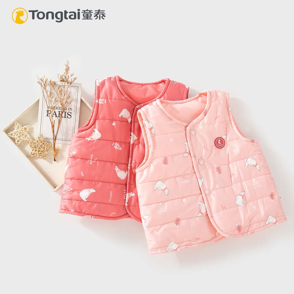 Tongtai outono inverno novo estilo meninas colete leve acolchoado acolchoado algodão colete bebê menina roupas de invern