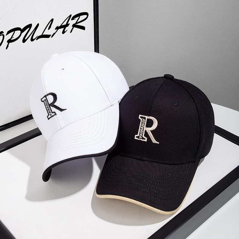 Chapéu Street Wear boné de beisebol masculino novo estilo preto branco r carta tendência profunda topo aba larga duro to
