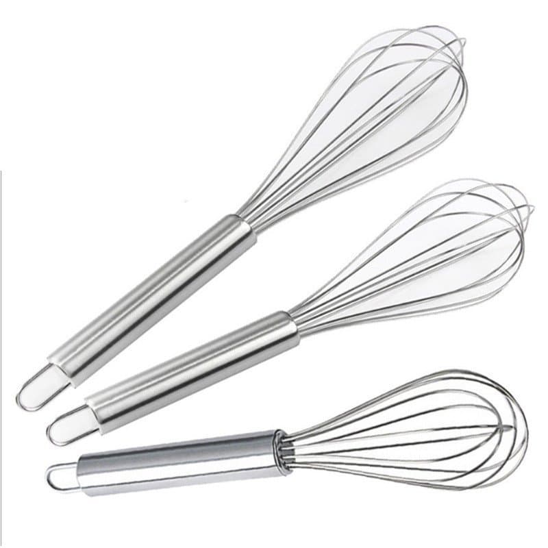 Batedor de ovos manual de aço inoxidável com 6 fios, ferramenta de cozinha para misturar e fazer bolos, fornecimento por