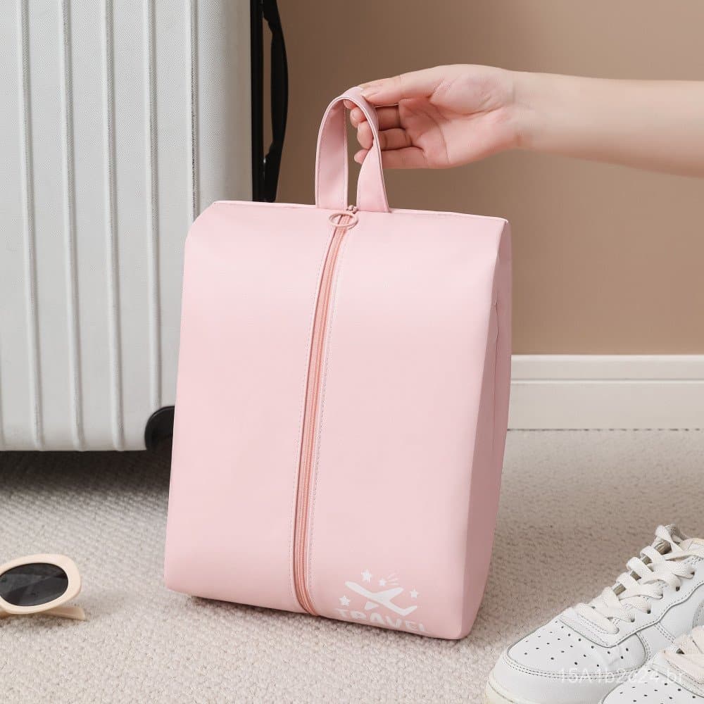 Bolsa de viagem portátil para sapatos, bolsa de armazenamento à prova d'água em PU, bolsa de armazenamento de sapatos à