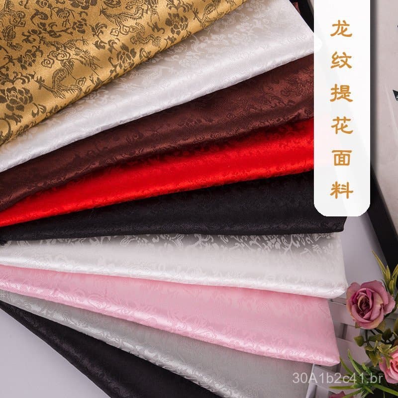 Em estoque: Tecido jacquard requintado com padrão de dragão, material jacquard tingido com fio catiônico para cheongsam,