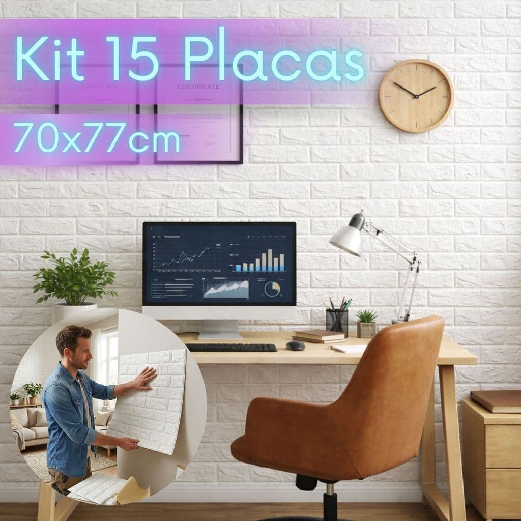 Kit 15 Placas Adesivas 3D Tijolinho 70x77cm Autocolante