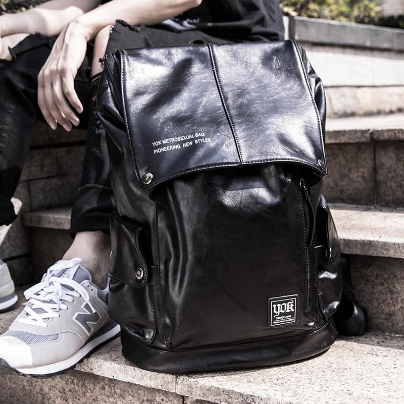 Mochila de couro genuíno masculina mochila Street Wear Casual versão coreana couro viagem computador estudante saco esco