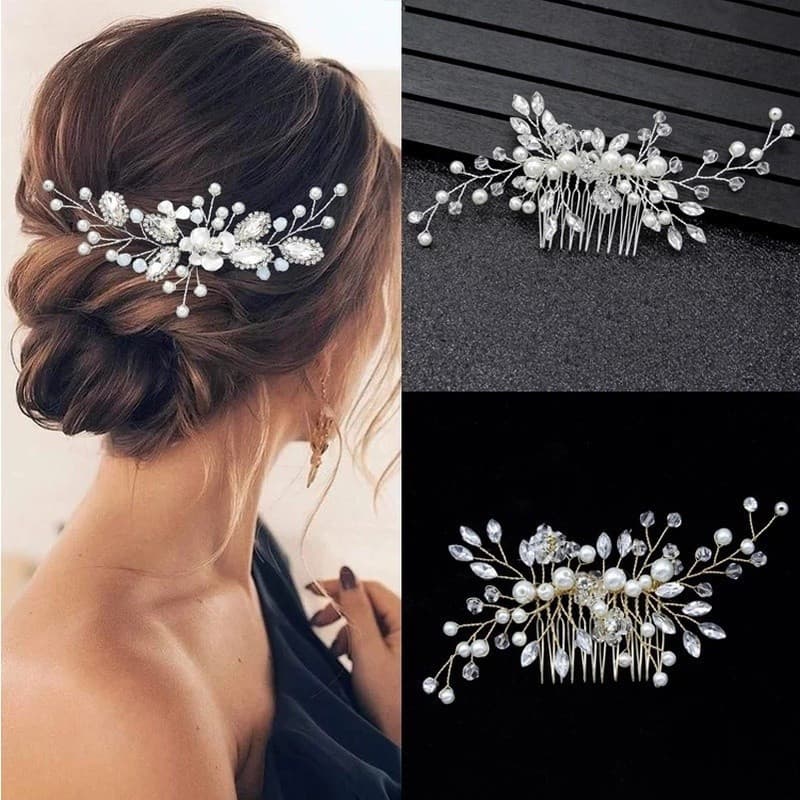 Moda Artesanal Pérola Grampos De Cabelo Tiaras De Noiva/Pentes De Strass Feminino/Joias Decorativas Para Meninas Headpie