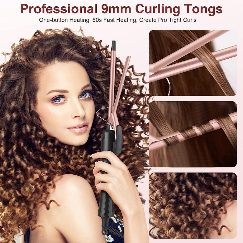 Modelador de Cachos 9mm Profissional - Cachos Finos, Definidos e Duradouros para Cabelos Cacheados