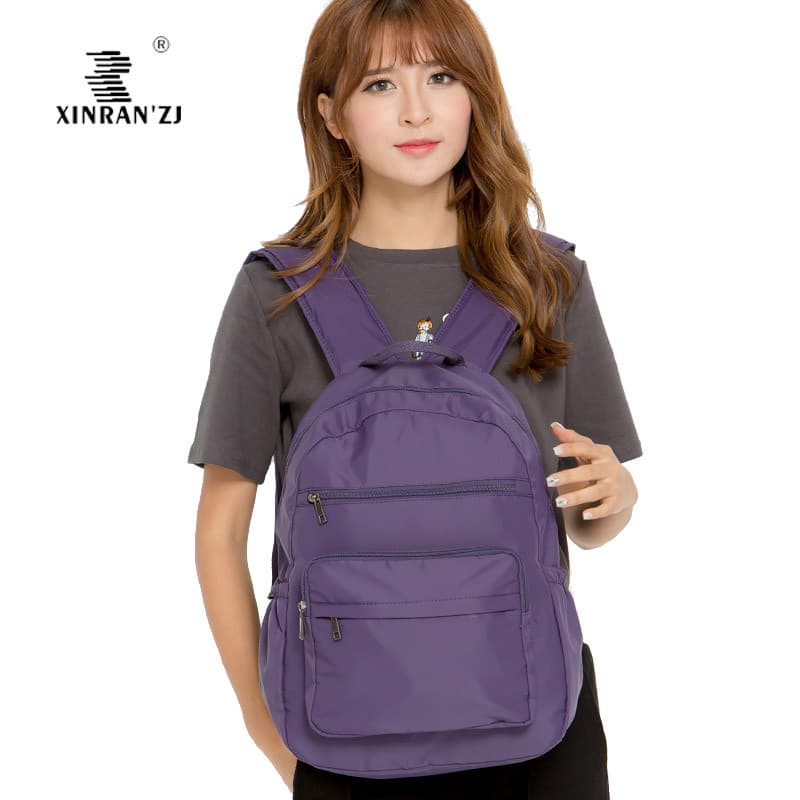 Leve náilon impermeável Multi-bolso compartimento mochila alça computador bolso viagem feminino grande saco Commuter cor