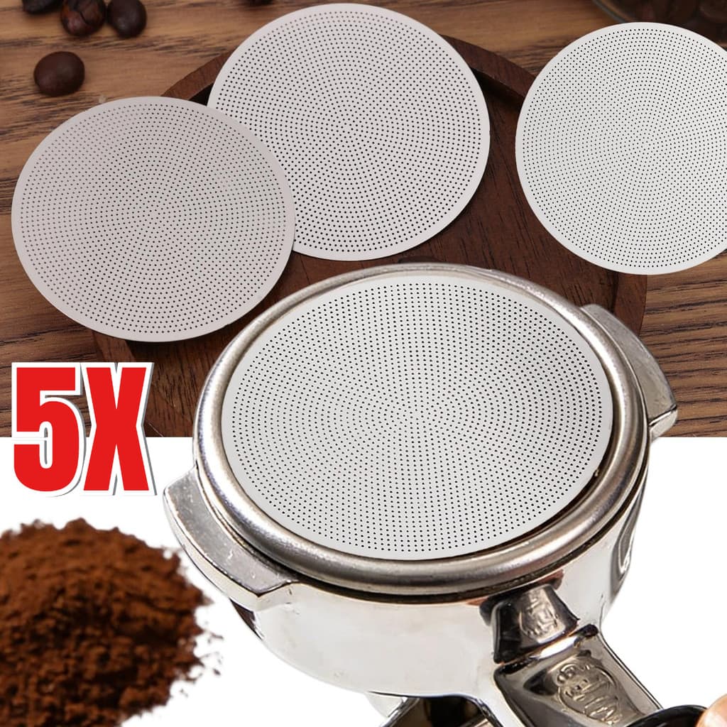 5 Pçs De Aço Inoxidável Única Camada Café Puck Telas Reutilizáveis 51/53/58mm Malha Fina Filtro Placas Suprimentos Cozin