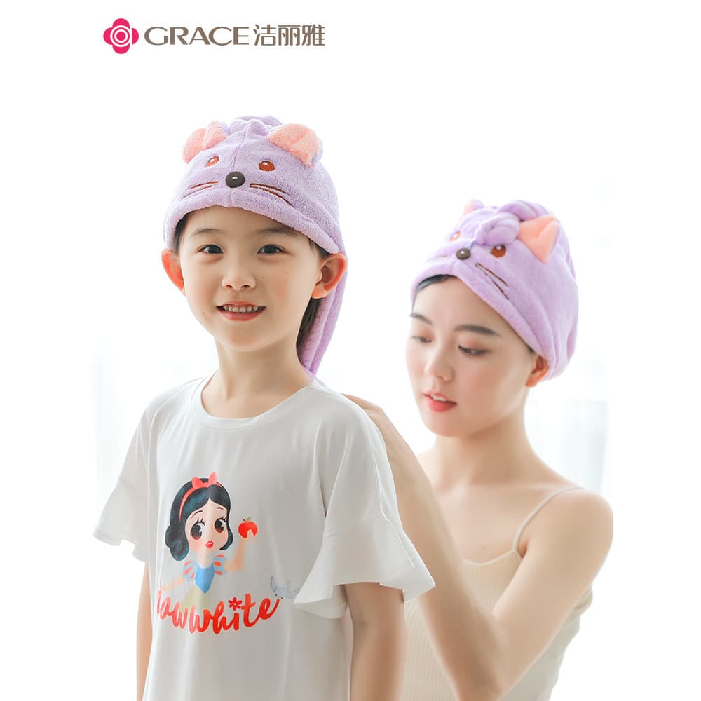 Jieliya touca de secagem de cabelo absorvente de secagem rápida crianças adulto toalha de cabelo bonito lenço de cabeça