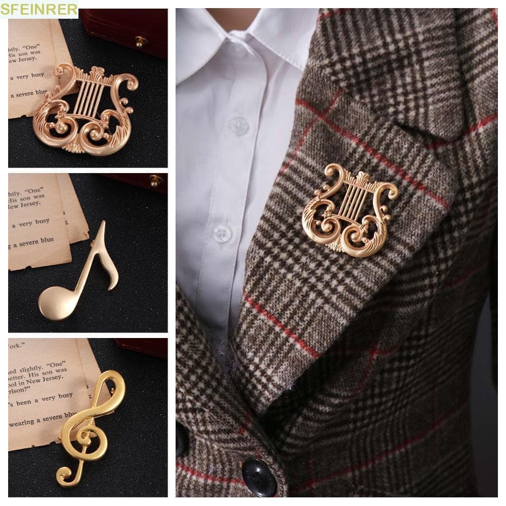 SFEINRER Oitava Nota Pin , Instrumento Musical Vintage Treble Clef Pins , Liga Música Jóias Harp Badge