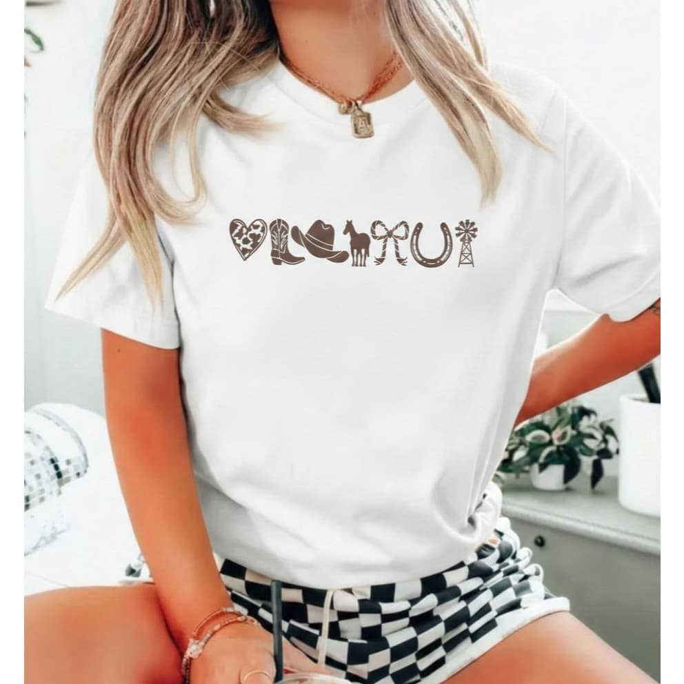 Camiseta Feminina Tshirt Country Western Texas Blusa Boiadeira Rodeio 100% Algodão DTF cores