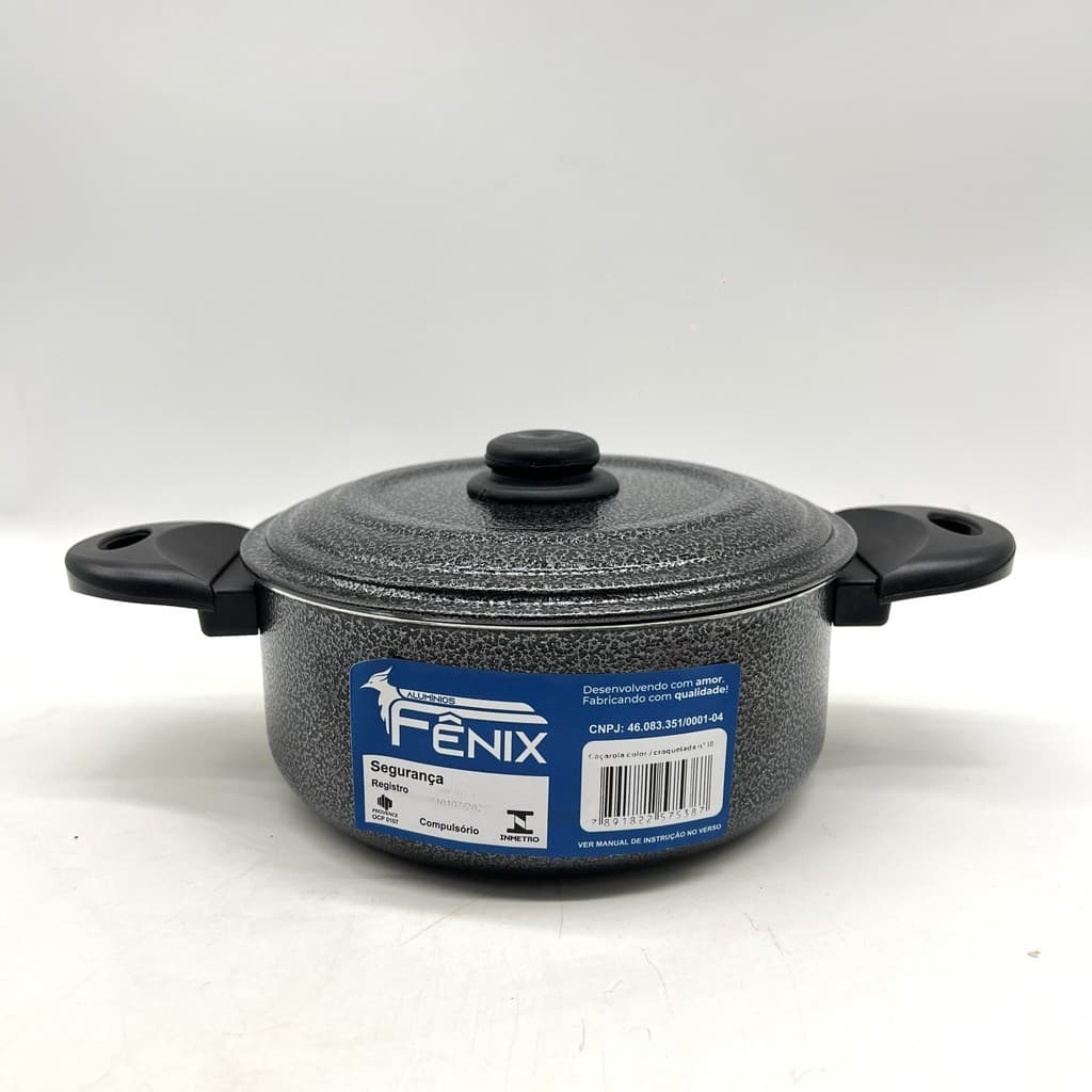 Caçarola Alumínio Craquelada Nº18 Fênix 2,2L 🍲✨ | Panela com Tampa, 18cm, Cozinha Rápida e Uniforme