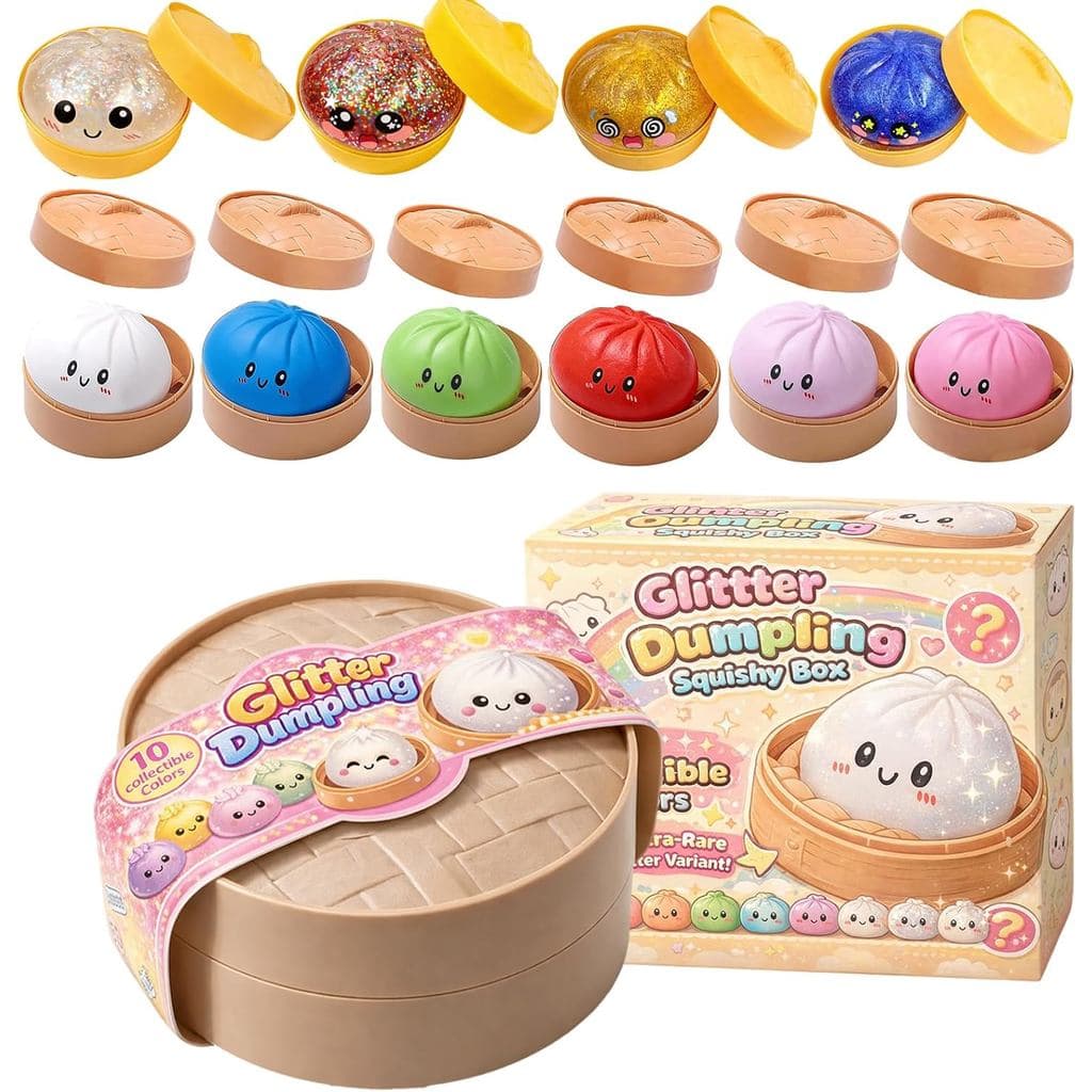 Squishy de Dumpling, Squishy de Dumpling com Glitter, Dumplings Mais Macios com Caixa Vaporizadora, Cor Aleatória, Não C