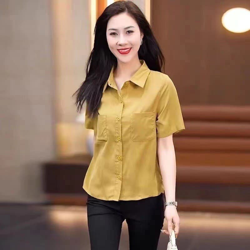 Moda Casual camisa feminina de manga curta 2026 primavera verão novo estilo solto mais magro olhar camisa pequeno estilo