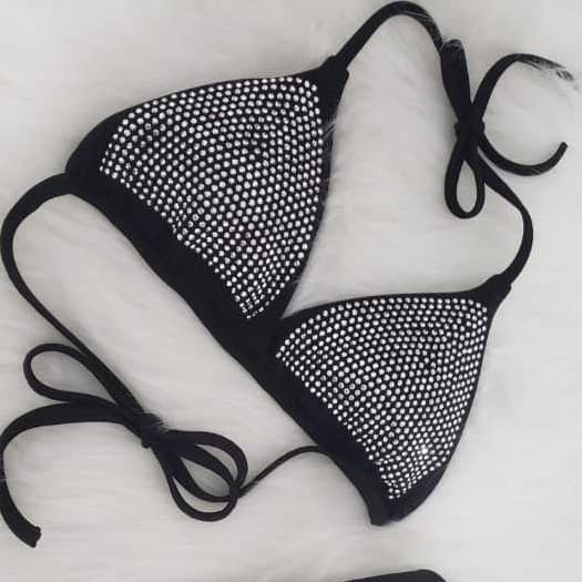 Top Cropped Biquine Brilho Strass