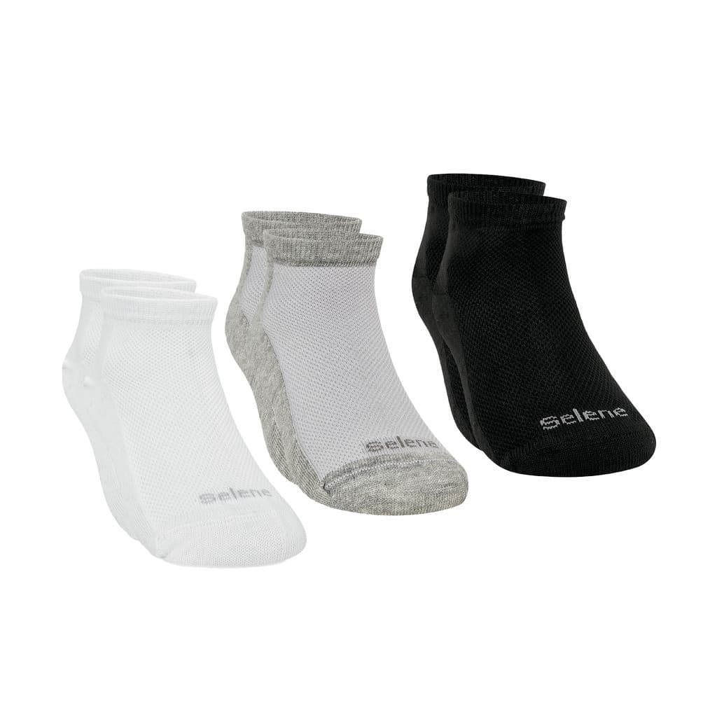 Kit 3 Pares Meia Infantil Cano Curto Selene Sapatilha Algodão Macio Escola Casual Tamanho 29 A 34
