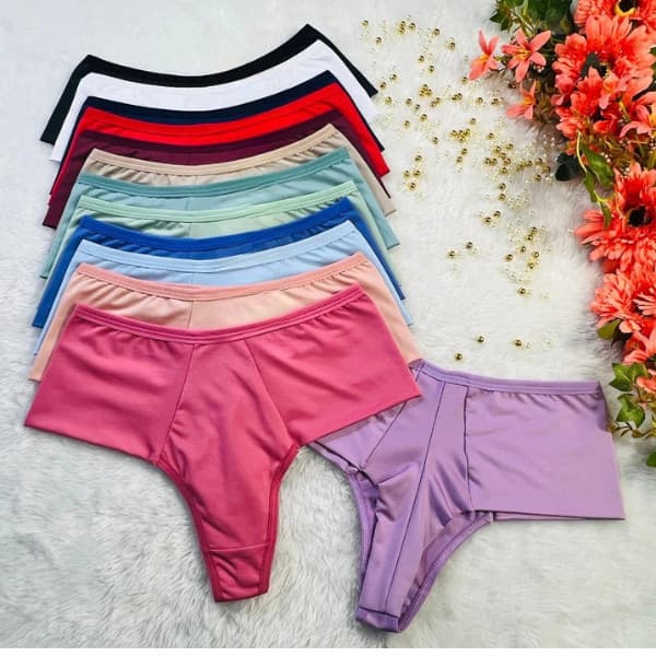 Kit 5 Calcinhas Fio Duplo Pala Dupla Conforto Cintura Alta Tanga