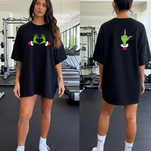 Camiseta feminina tshirt oversized algodão academia treino engraçadas memes blusinhas grinch vibes.