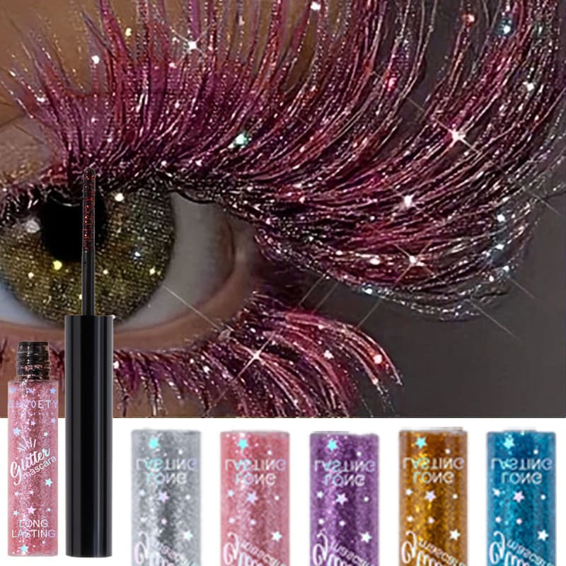 Rosa Lantejoulas Glitter Rímel Extensão Brilhante Cílios Gel Secagem Rápida Ondulação À Prova Dwaterproof Água