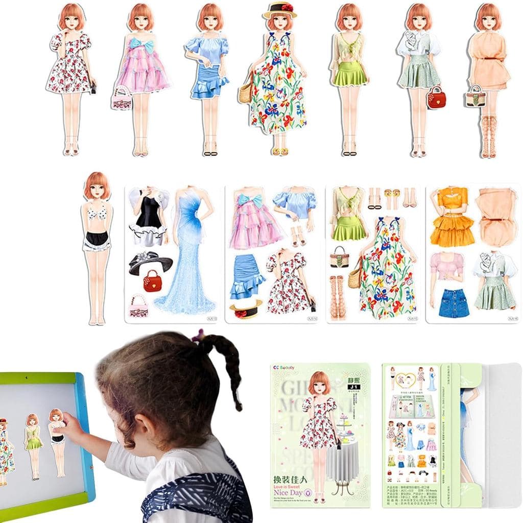 Bonecos De Papel Magnético – Vestir | Recortes De Boneca Princesa Mag Para Brincar De Simulação Criativa Troca De Roupa