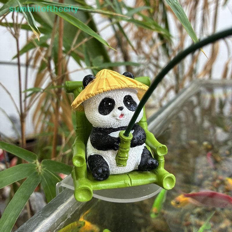 Ornamento De Panda De Pesca De Porco Adorável Estatueta Para Decoração Ao Ar Livre Escultura De Estátua De Resina Viveir