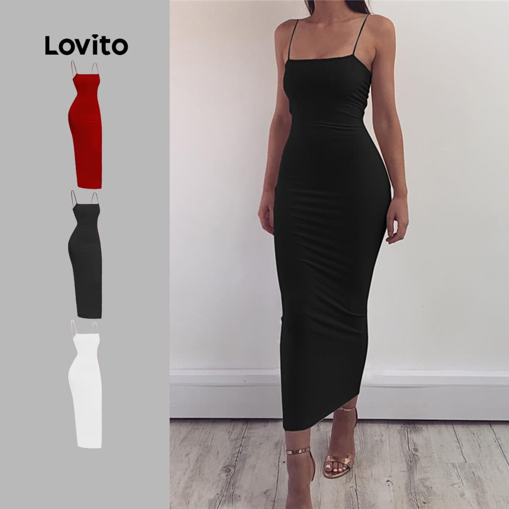 Lovito Vestido Casual Macio e Confortável Vestido Branco Primavera/verão para Mulheres LNL130286