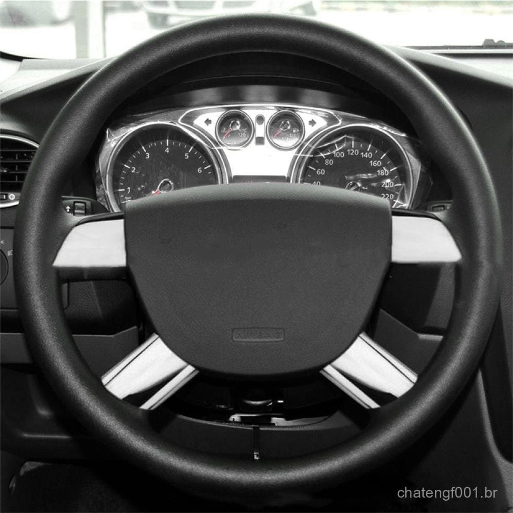 TKEY 4 Pçs/set Painel Do Volante Carro Lantejoulas Capa Guarnição Acessórios De Aço Inoxidável Para Ford Focus 2 Mk2 200