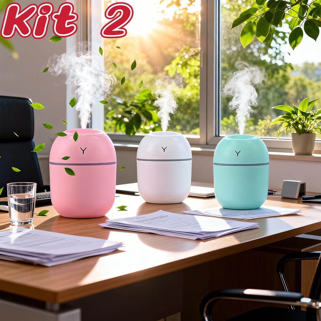 Kit 2 Difusor de Ar Egg 250ml Umidificador Aromaterapia LED para Casa e Escritório