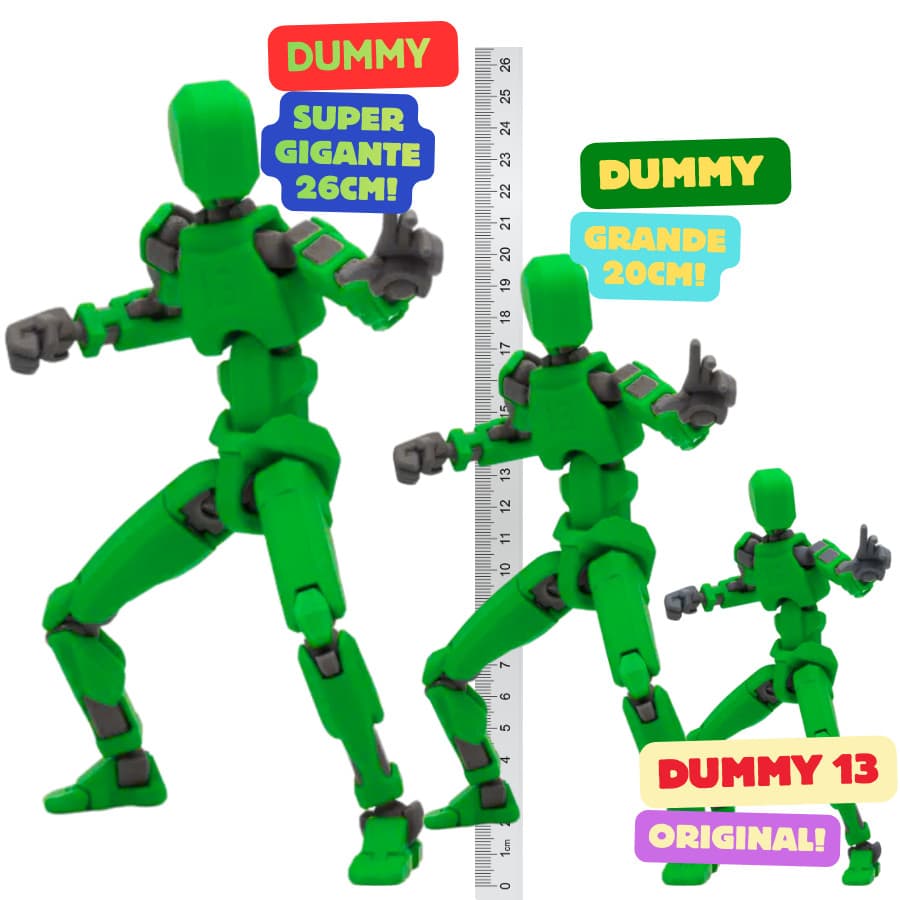 Dumy VERDE 13 articulado SUPER GRANDE ou ORIGINAL bonecos