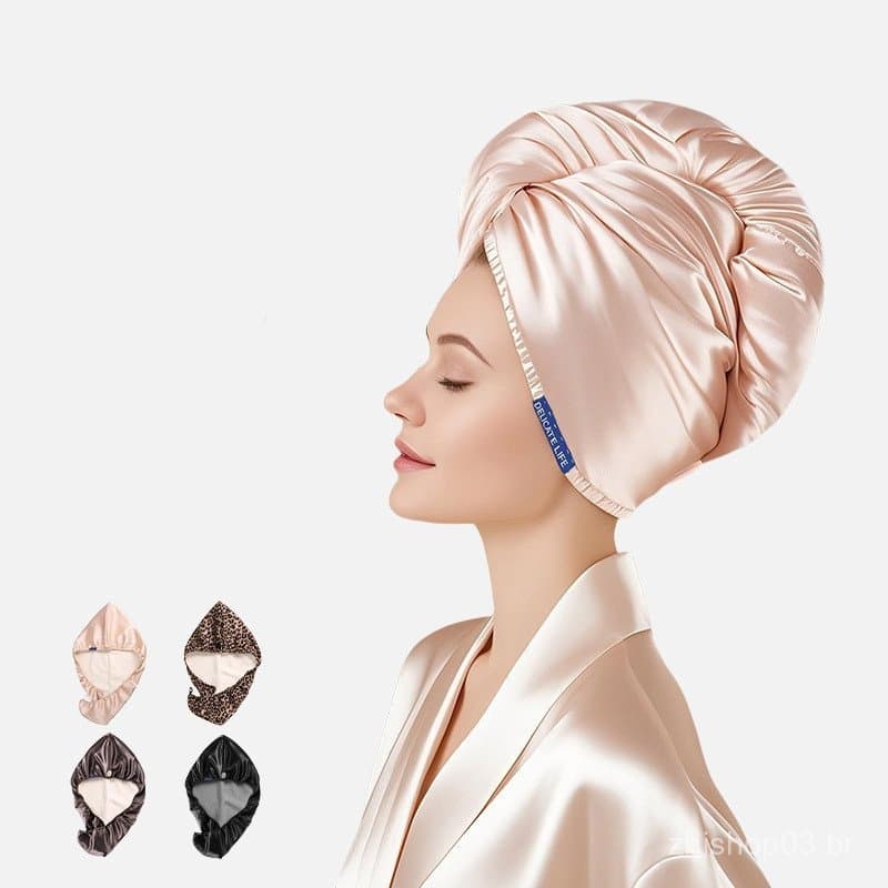 Chapéu De Cabelo Seco De Cetim Grosso Feminino Super Absorvente De Secagem Rápida Touca De Banho Feminina Toalha De Cabe
