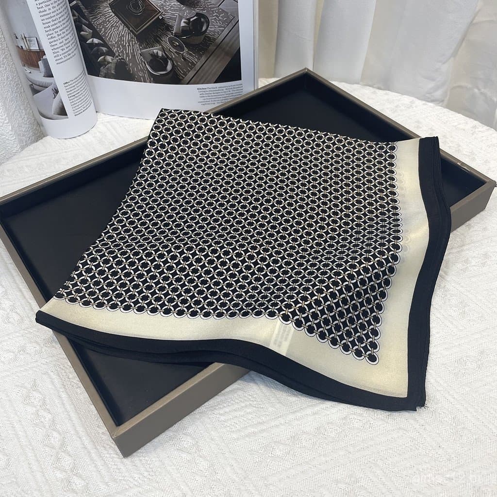 Lenço quadrado pequeno de seda de 53cm para mulheres, para primavera e outono, lenço decorativo para o pescoço, lenço co