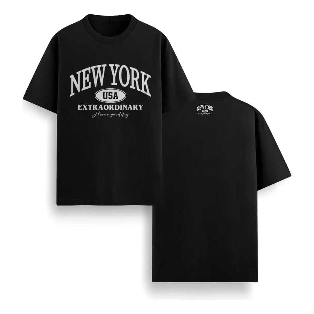 Camiseta Algodão Unissex Estampa New York 100% Algodão Malha 30.1 Manga Curta Gola Redonda