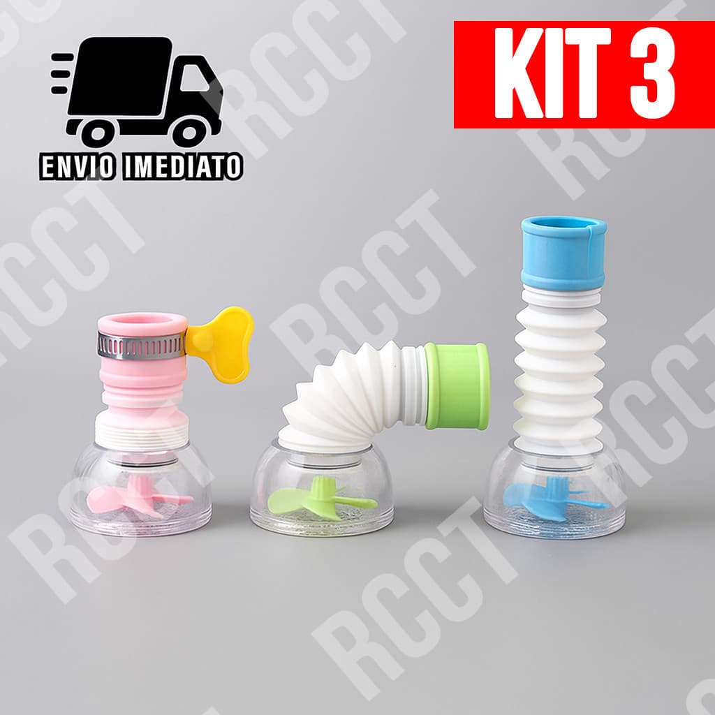 Kit 3 Arejador de Torneira 360° Ajustável com Filtro e Extensor Flexível