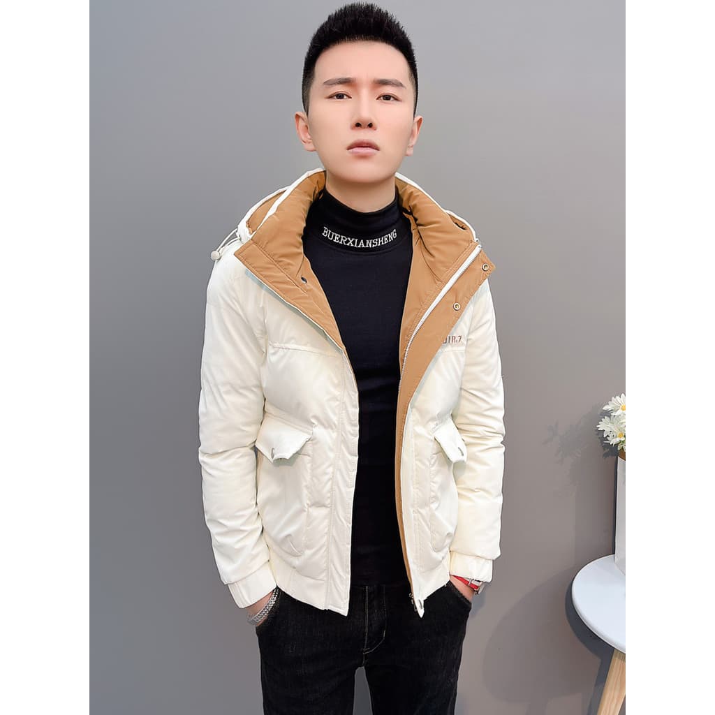 Moda High-End para baixo jaqueta masculina inverno versão coreana Street Wear jaqueta de algodão com capuz engrossado ja
