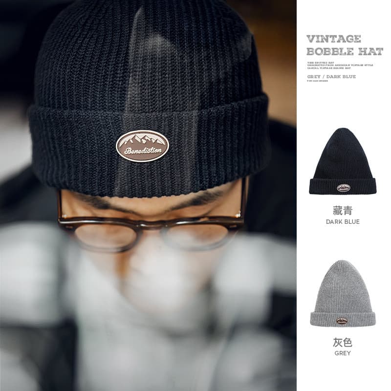Moda ferramentas Retro americano carta chapéu frio dobrado chapéu de lã de malha manter quente All-Match melão pele chap