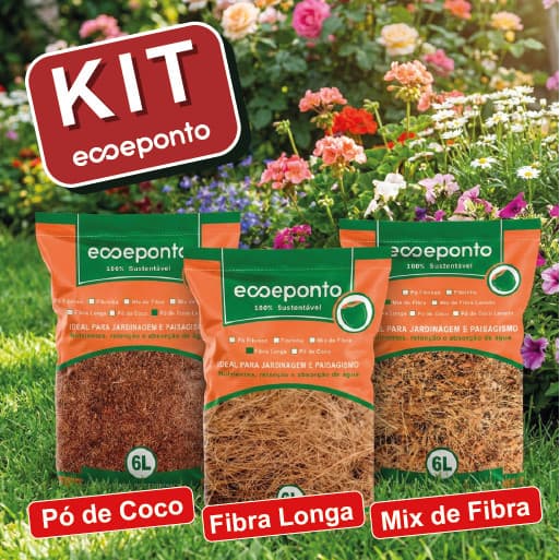 Kit Substrato 3x6L Pó de Coco Lavado + Fibra Longa + Mix de Fibra Natural para Orquídea Jardim