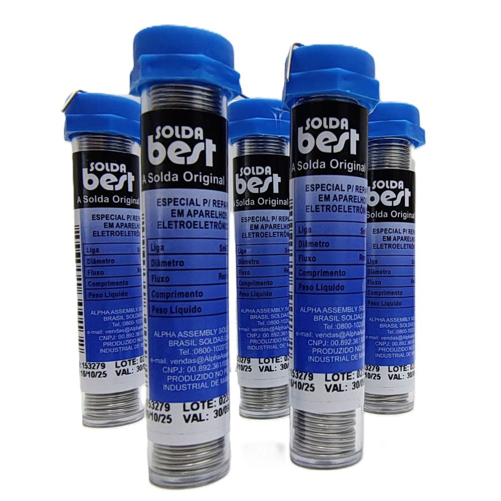 Kit 5 Tubos de Estanho Solda Best 1mm 25g  63/37