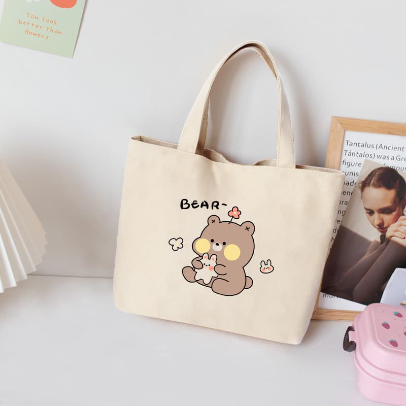 Bolsa passeio moda bolsa de lona feminina 2026 novo estilo bonito lancheira saco de pano trabalhador de escritório peque