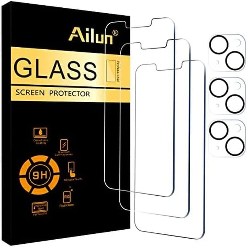 Protetor De Tela Ailun 3 Pack Para iPhone 15 [6.1 Polegadas] + Lente De Câmera De 3 Pacotes Com Moldura De Instalação ,