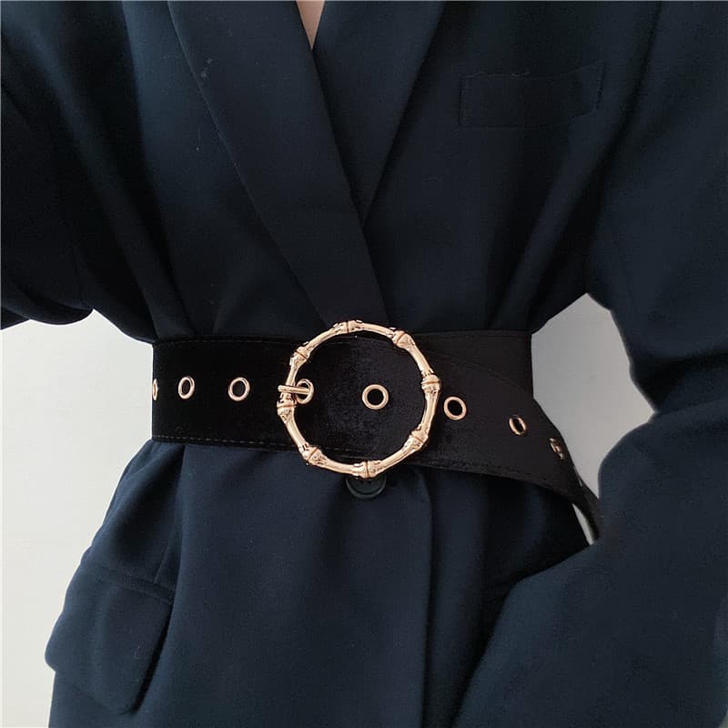 Casaco de lã casaco cinto decoração feminina All-Match moda combinando saia terno cinto Retro versão coreana cintura est
