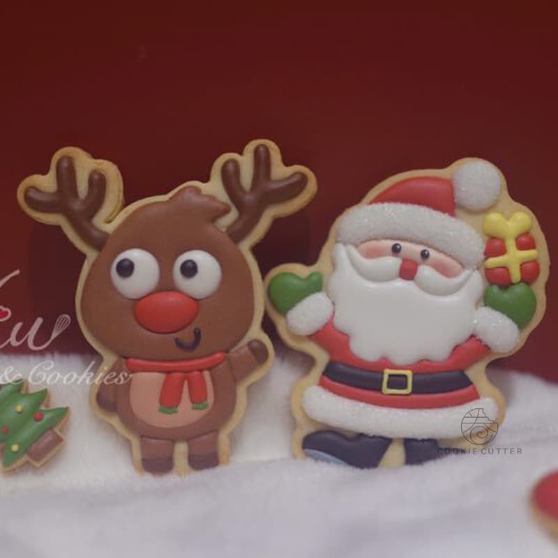 Professor Wang Xiao miu Santa e Elk Lembranças Glacê Molde de Biscoito Tridimensional [Tutorial de Vídeo]