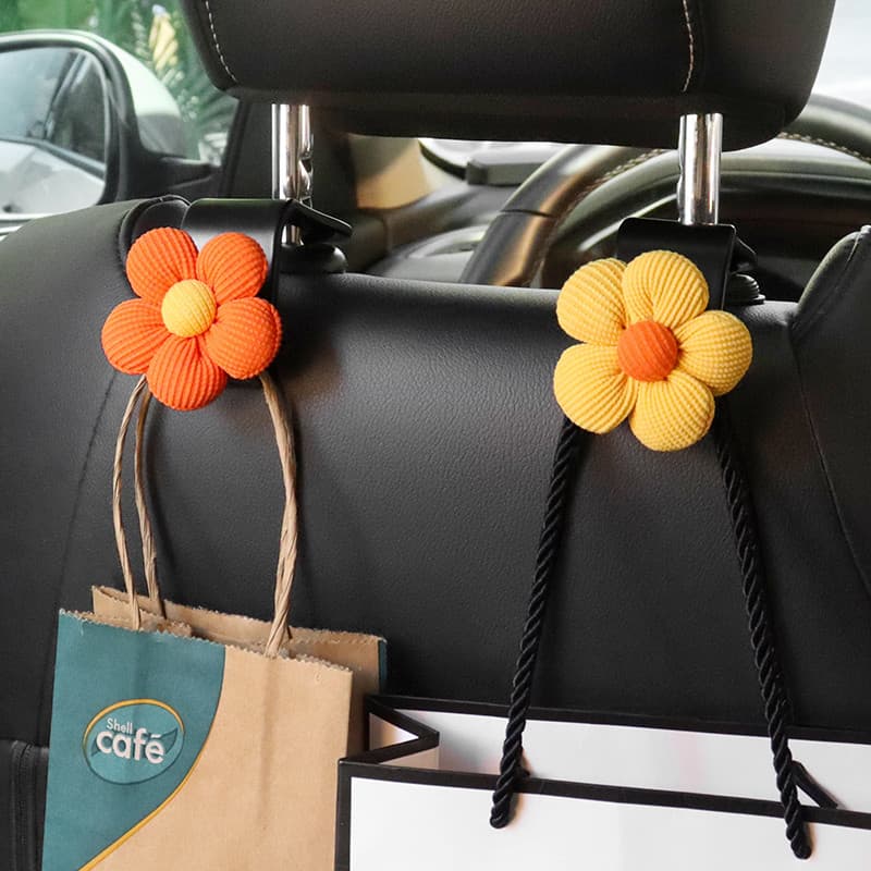 Gancho do carro assento traseiro dianteiro traseiro bonito flores encosto de armazenamento multifuncional pequeno gancho