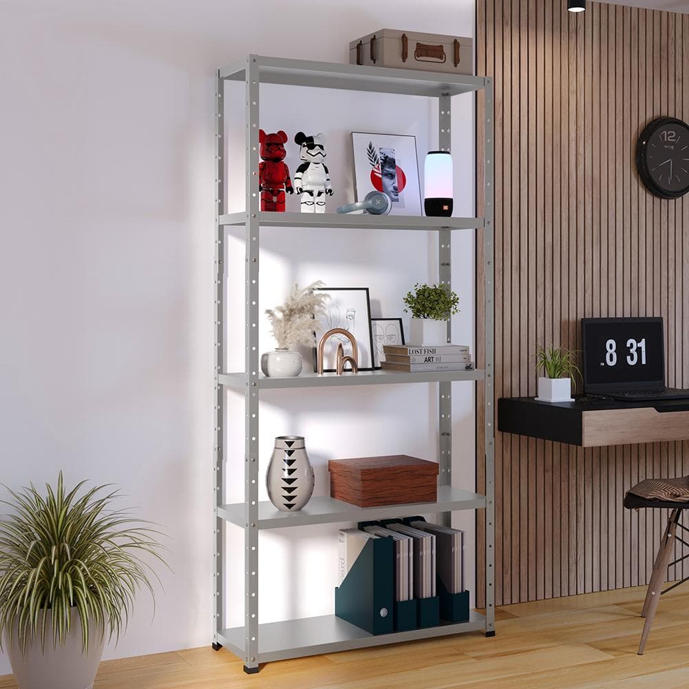 Estante de Aço Resistente Multiuso com 5 Prateleiras Design Moderno Ideal para Sala Escritório Livreiro Organização