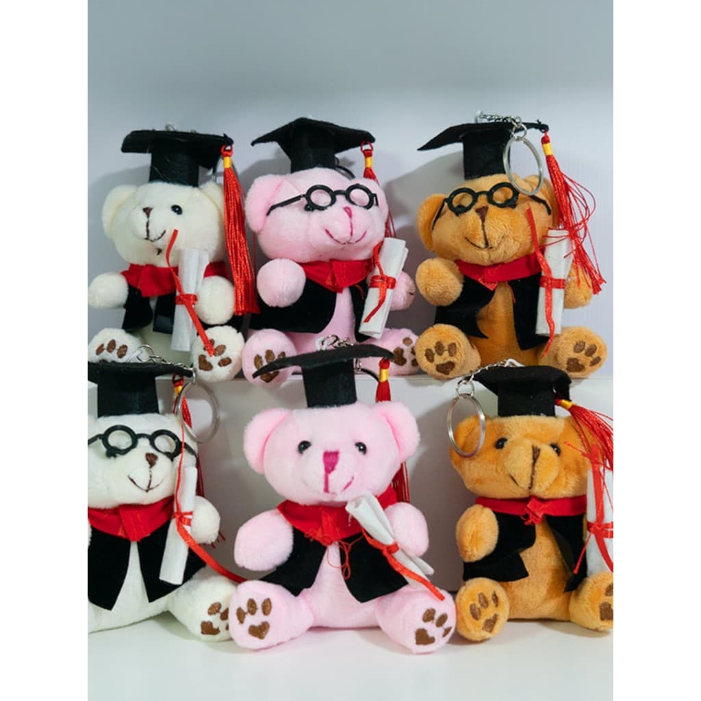 Temporada de formatura estudante comemorativo urso boneca bonito médico urso chaveiro de pelúcia pingente sentado urso d