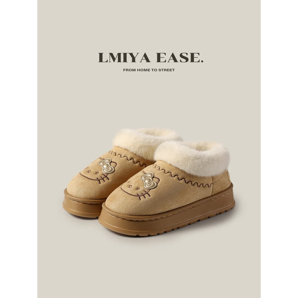Genuíno HelloKitty botas de neve 2025 novo estilo inverno Retro moda KT gato forro de lã de sola grossa botas curtas que