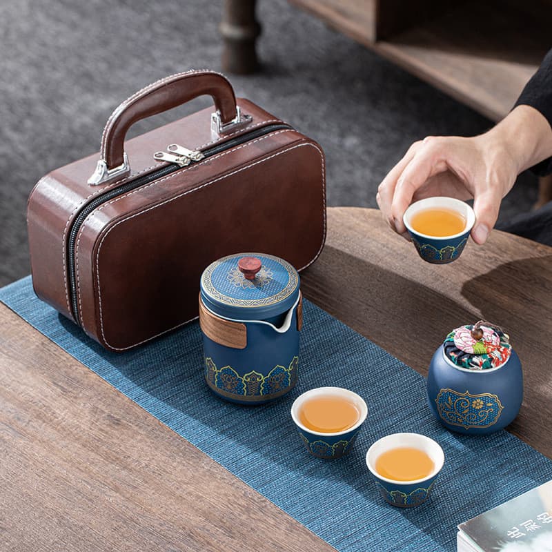 Conjunto de chá portátil para viagem, um pote, três xícaras, cerâmica rápida, presentes para eventos de negócios, impres