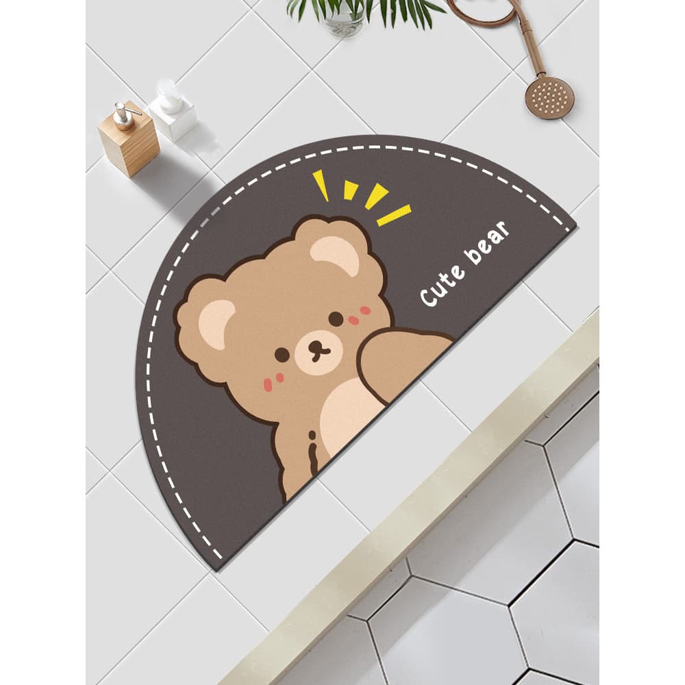 Tapete de chão absorvente de desenho animado, tapete de chão para banheiro, porta de entrada, semicírculo, banheiro, ant